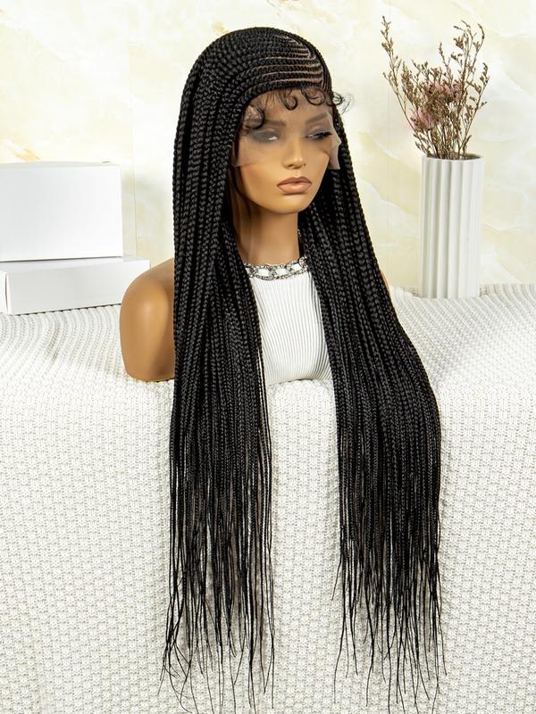 Full Lace Front Long-length Hand Hook Hair Lace Braiding Wig, Synthetic Braided Lace Wigs with Baby Hair for Summer Party, Daily Use, Lightweight Easy To Wear, Fall Outfits, Fall Freshness