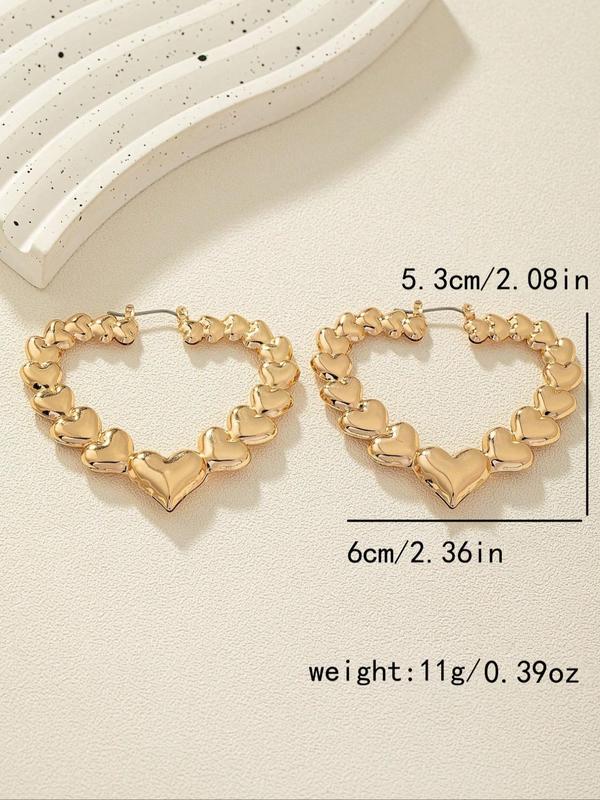 Heart Shaped Hollow out Hoop Earrings (1 Pair), Fashionable Jewelry for Women, Casual Jewelry for Party, Daily Clothing Decor, Trendy All-match & Exquisite Jewelry for Birthday Gift