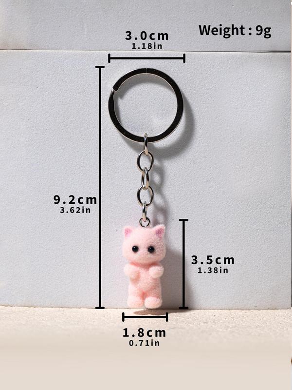 Cute Cat Design Keychain, 3D Animal Design Keychain for Women & Men, Fashion Accessories for Bag & Car Key Decoration, Car Accessories