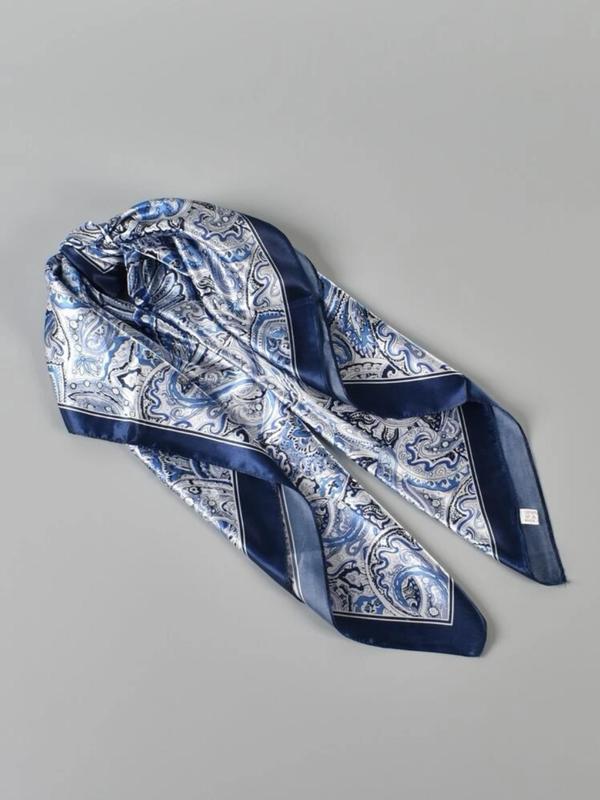 Women's Boho Style Paisley Print Square Scarf, Vintage Trendy Hair Scarf, Fashionable Hair Accessories for Women & Girls