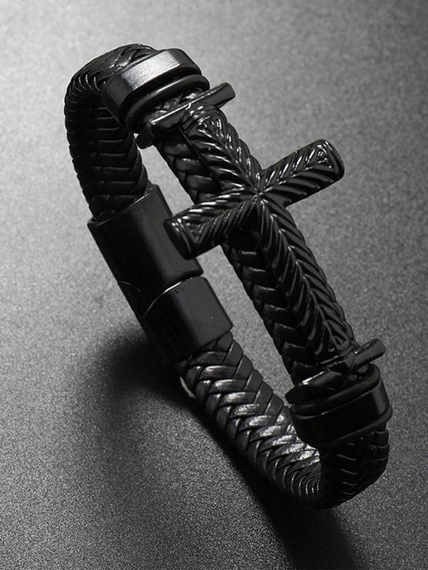 Men's Fashion Cross Braided Bracelet, Retro Trendy Bracelet for Party, Daily Clothing Decor, Trendy All-match & Exquisite Jewelry for Birthday Gift