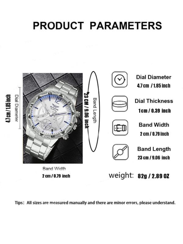 Men's Business Fashion Round Dial Quartz Watch, Fashion Watch for Party, Daily Decor, Trendy All-match & Exquisite Watch for Birthday Gift without Box