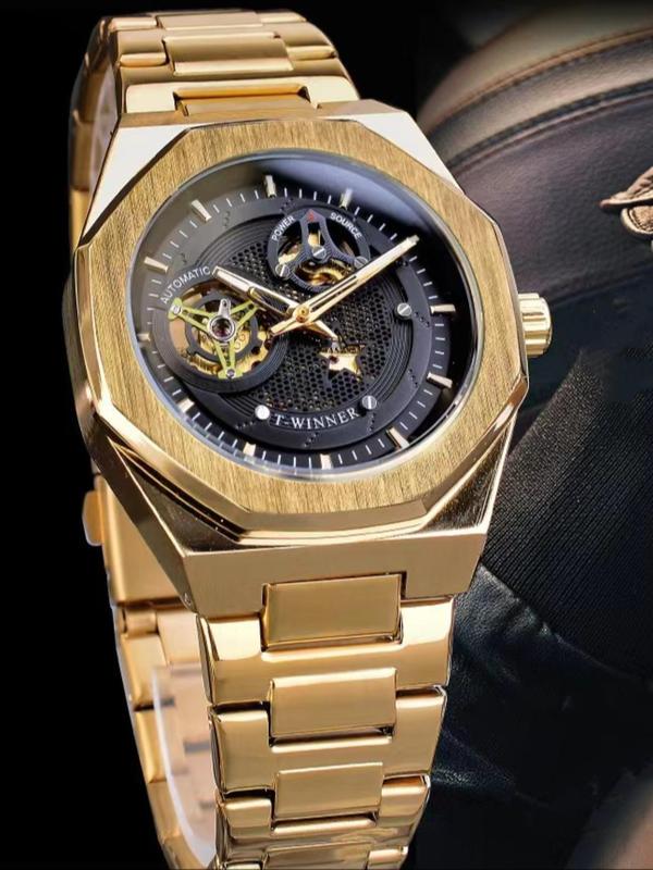 Men's Business Fashion Round Dial Mechanical Watch, Fashion Watch for Party, Daily Clothing Decor, Trendy All-match & Exquisite Watch for Birthday Gift with Box