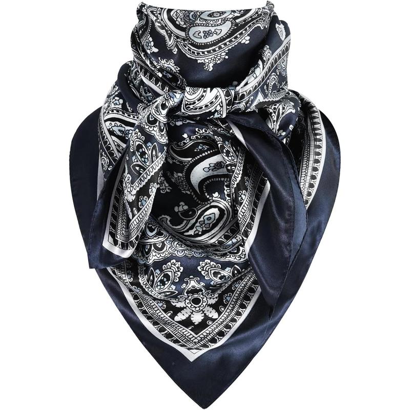 35 Inch Wild Rag Cowboy Scarves for Men, Large Rancher Neckerchief Silk Feel, Oversize Western Bandana