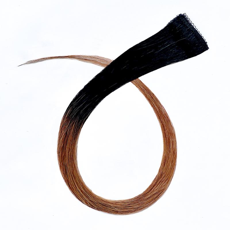 SuperNova colored Clip in Hair Extension with Black Root Ombre Human Hair Straight Hair Handmade