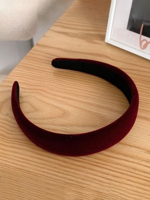 Women's Elegant Velvet Headband, Minimalist Temperament Solid Color Hair Hoop, Fashionable Hair Accessories for Women & Girls