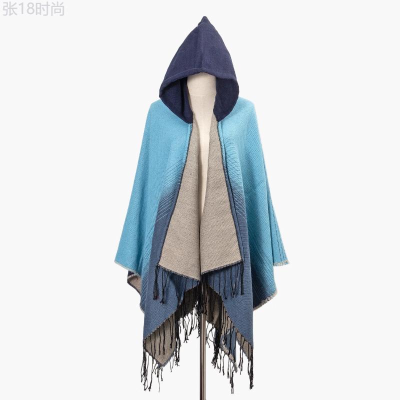 Cozy Oversized Hoodie Scarf Blanket Shawl - Fashion Scarves with Boho Geometric Print, Tassel, Warm, Windproof, Thick, and Cape Design for Outdoor Use