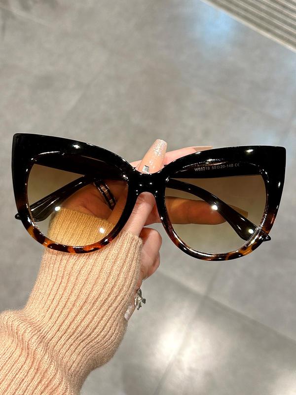 Unisex Simple Style Plain Color Leopard Pattern Cat Eye Sunglasses for Women, Trendy Casual Sunglasses for Men, Fashion Accessories for Outdoor Activities