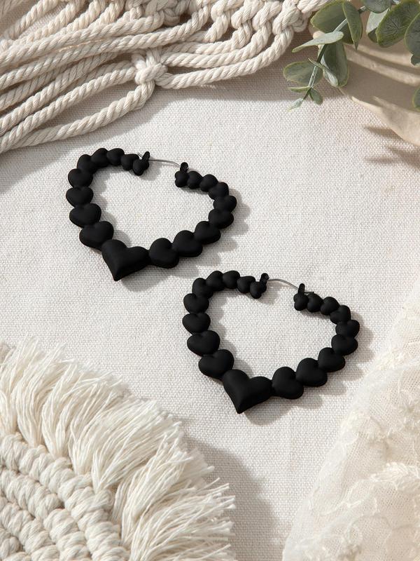 Heart Shaped Hollow out Hoop Earrings (1 Pair), Fashionable Jewelry for Women, Casual Jewelry for Party, Daily Clothing Decor, Trendy All-match & Exquisite Jewelry for Birthday Gift