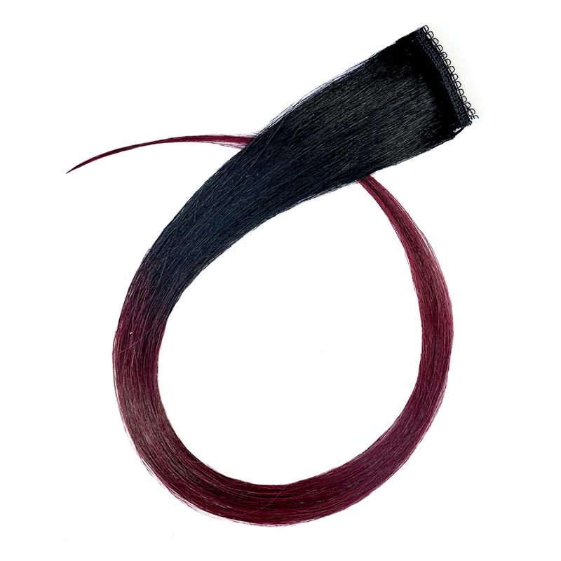 SuperNova colored Clip in Hair Extension with Black Root Ombre Human Hair Straight Hair Handmade