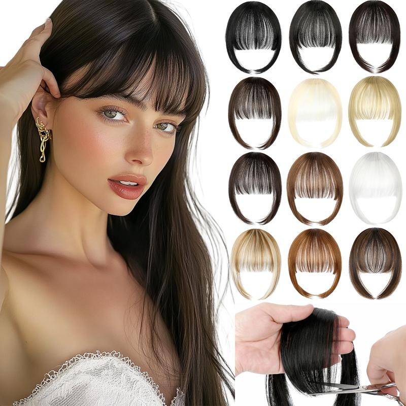 Leterly Bangs Hair Wispy Bangs Hair Clip in Bangs Fringe with Temples Hairpieces for Women Clip on Air Bangs Hair Extension for Daily