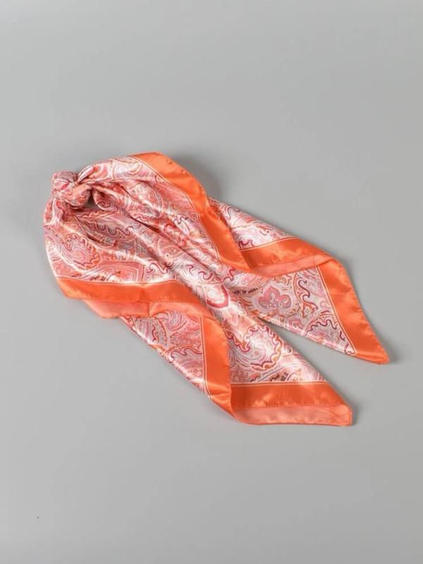 Women's Boho Style Paisley Print Square Scarf, Vintage Trendy Hair Scarf, Fashionable Hair Accessories for Women & Girls