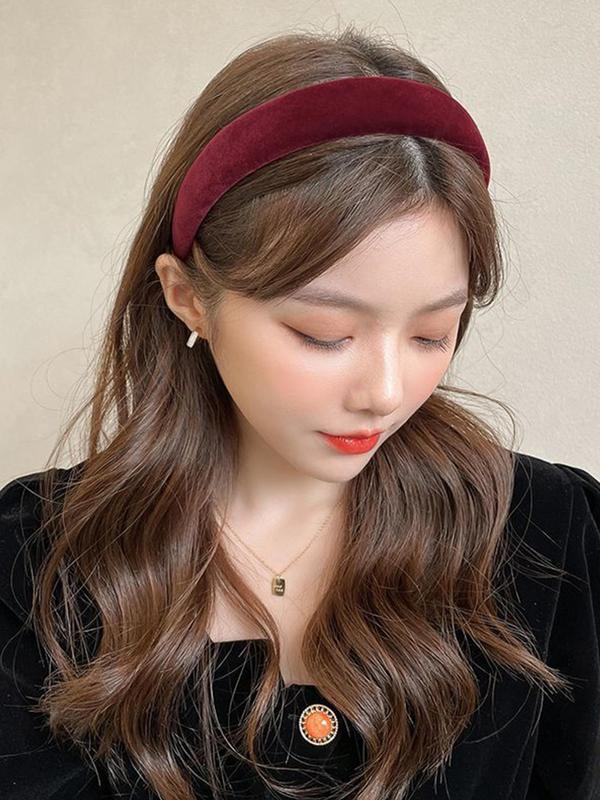 Women's Elegant Velvet Headband, Minimalist Temperament Solid Color Hair Hoop, Fashionable Hair Accessories for Women & Girls