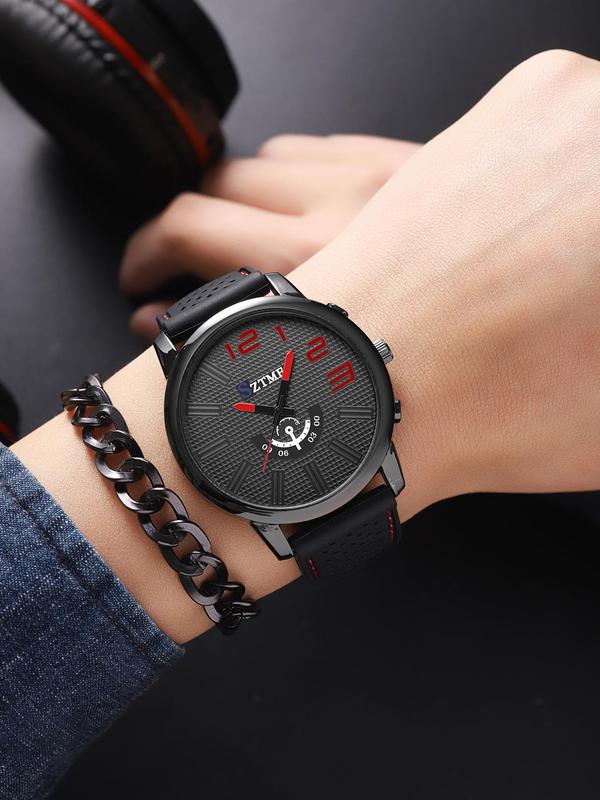 Men's Business Fashion Round Dial Analog Quartz Watch, Fashion Watch for Party, Daily Clothing Decor, Trendy All-match & Exquisite Watch for Birthday Gift