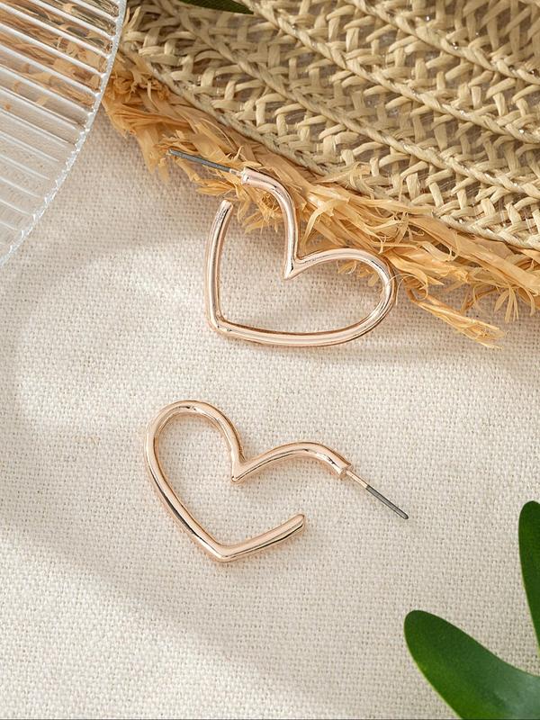 Fashion Hollow out Heart Design Hoop Earrings As Perfect Gift for Girlfriend, Elegant Women's Earrings for Party, Minimalist Fashion Accessories for Daily Wear