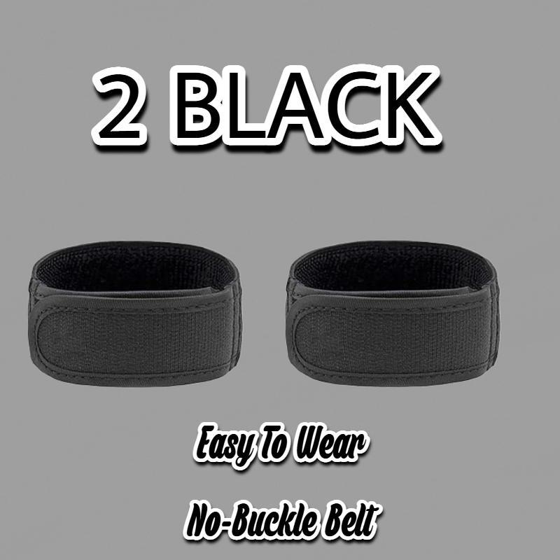 2-Pack Black Unisex Elastic Outdoor Velcro Belt | Breathable Buckle-Free Design | Convenient & Comfortable