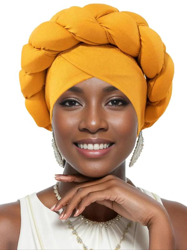 Women's Simple Style Solid Color Braid Design Turban, Casual Elegant Comfortable Hair Turban, Fashionable Head Wrap for Women & Girls for Daily Wear