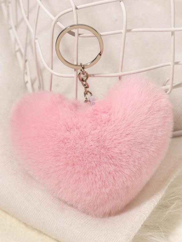 Heart Shaped Plush Keychain, Cute Keychain for Women & Men, Fashion Accessories for Daily Use, Perfect for Student for Daily Use