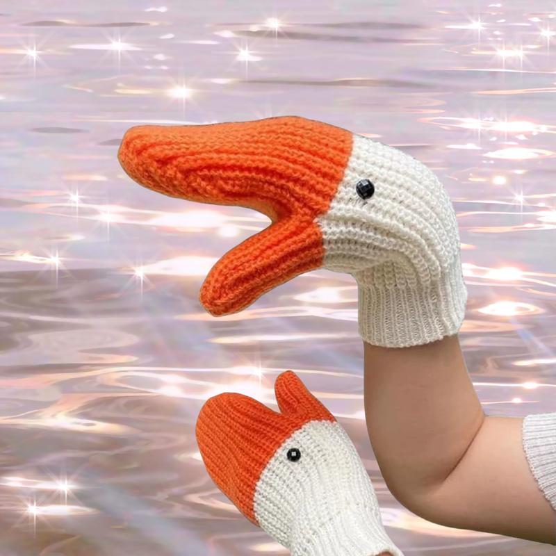 Funny Swan Design Autumn and Winter Mittens for Maintain Warmth the Cold-Resistance.Knit Stretchy Cold Climate Warm Mittens.