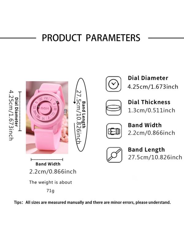 Women's Cute Style Magnetic Silicone Strap Casual Water Resistant Round Dial Quartz Watch, Casual Trendy Analog Watch, Fashionable Watch for Daily & Party As Gift