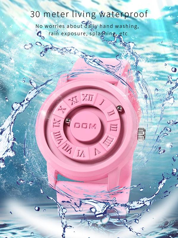 Women's Cute Style Magnetic Silicone Strap Casual Water Resistant Round Dial Quartz Watch, Casual Trendy Analog Watch, Fashionable Watch for Daily & Party As Gift