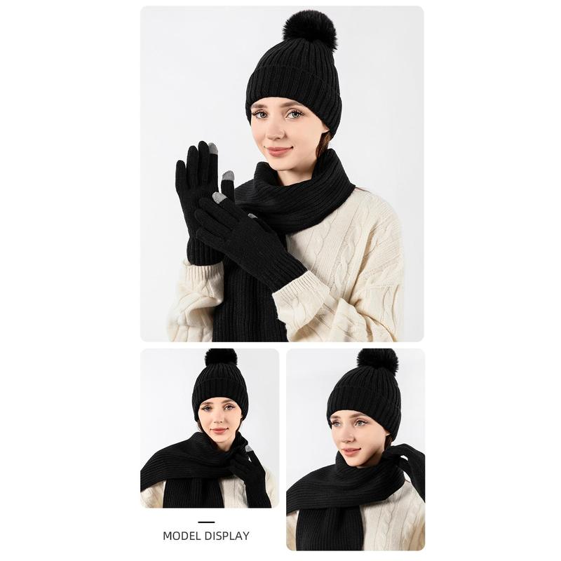 Winter Hat Scarf Gloves Sock and Ear Warmer, Warm Knit Beanie Hat Touch Screen Gloves Set Winter Gifts Neck Scarves for Women