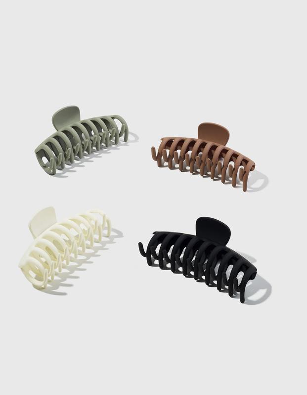 Trademark Beauty Claw Clips for Hair Styling, Lightweight and Easy to Use Hair Accessories, for All Hair Lengths and Types, 4-pack, Neutral