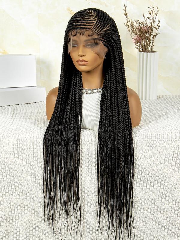 Full Lace Front Long-length Hand Hook Hair Lace Braiding Wig, Synthetic Braided Lace Wigs with Baby Hair for Summer Party, Daily Use, Lightweight Easy To Wear, Fall Outfits, Fall Freshness