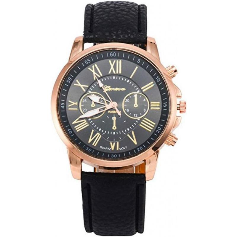 Women Men Lady PU leather band watches Roman numerals dial analog quartz wristwatches (10 pack)