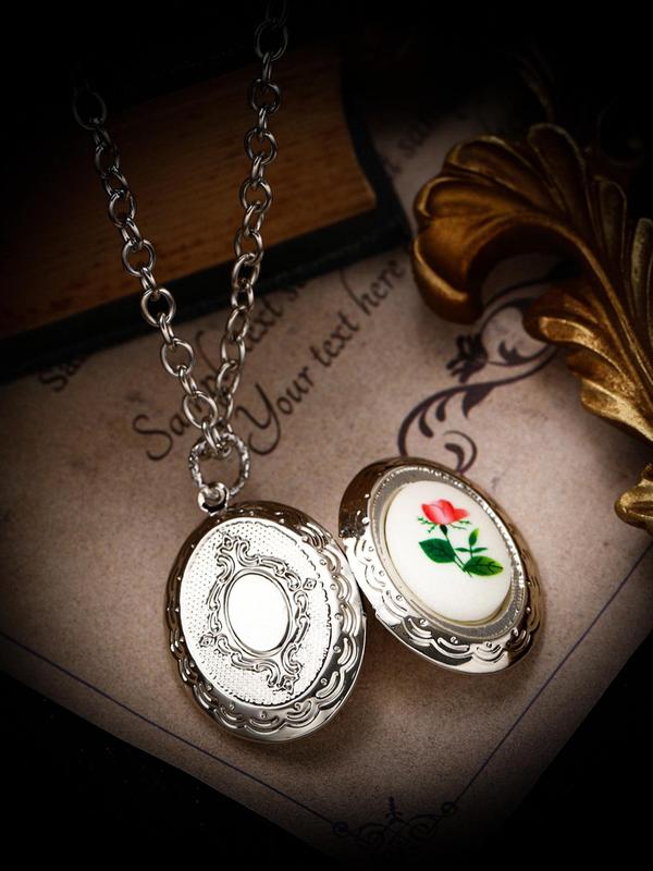 Vintage Flower Pattern Pendant Necklace That Can Be Opened, Flower Decor Necklace for Women & Men, Fashion Jewelry for Party, Daily Clothing Decor