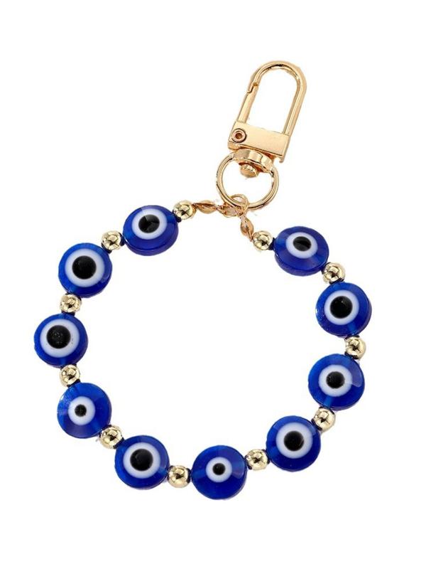 Vintage Evil Eye Design Beaded Keychain, Fashionable Eye Design Keychain for Women & Men, Trendy All-match Keychain for Birthday Gift