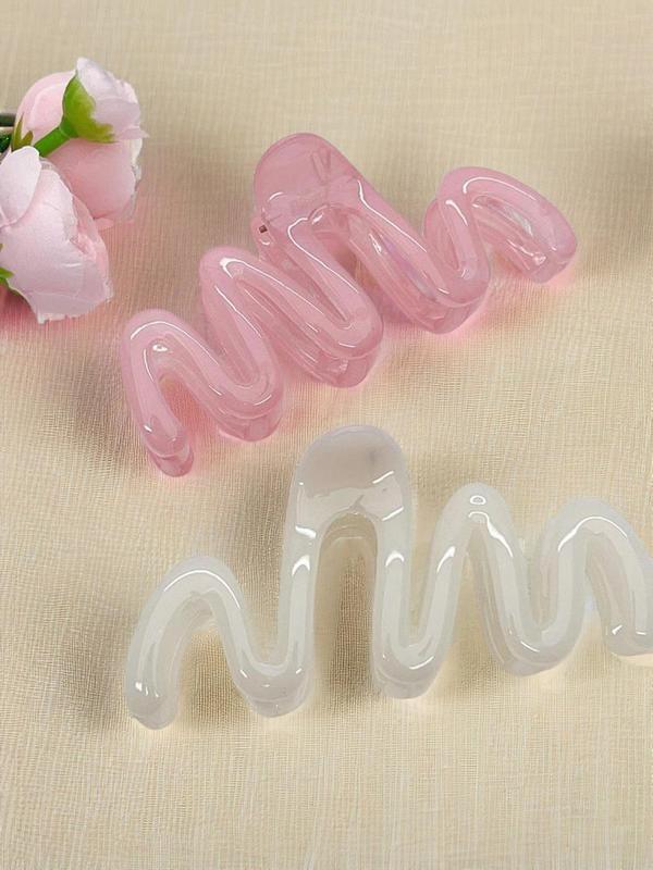 Solid Color Wave Design Hair Claws, Casual Versatile Hair Accessories for Women & Girls, Summer Minimalist Headwear Suitable for Thick Hair