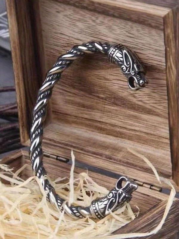 Viking Style Hammer Design Pendant Necklace & Twist Design Bracelet, 2pcs Fashion Jewelry for Party, Daily Clothing Decor, Trendy All-match & Exquisite Jewelry for Birthday Gift