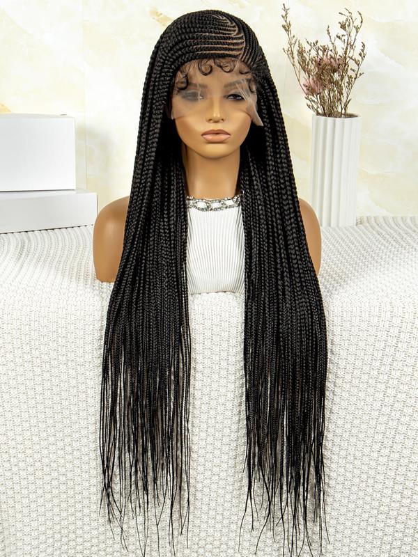 Full Lace Front Long-length Hand Hook Hair Lace Braiding Wig, Synthetic Braided Lace Wigs with Baby Hair for Summer Party, Daily Use, Lightweight Easy To Wear, Fall Outfits, Fall Freshness