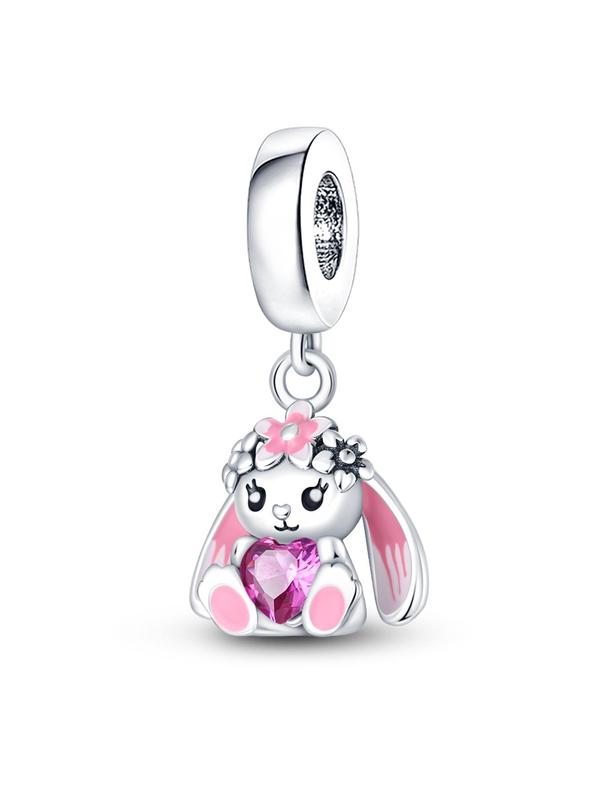 Cute Rabbit Design Pendant, Rhinestone Decor Animal Charm Bead,  Diy Jewelry Making Supplies for Necklace and Bracelet, Fashion Accessories for Women & Girls for Holiday Engagement Gift