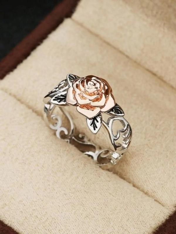 Vintage Flower Design Ring, Hollow Out Ring, Fashion Accessories for Women & Girls, Simple Jewelry for Party, Daily Clothing Decor, Trendy All-match & Exquisite Jewelry for Birthday Gift