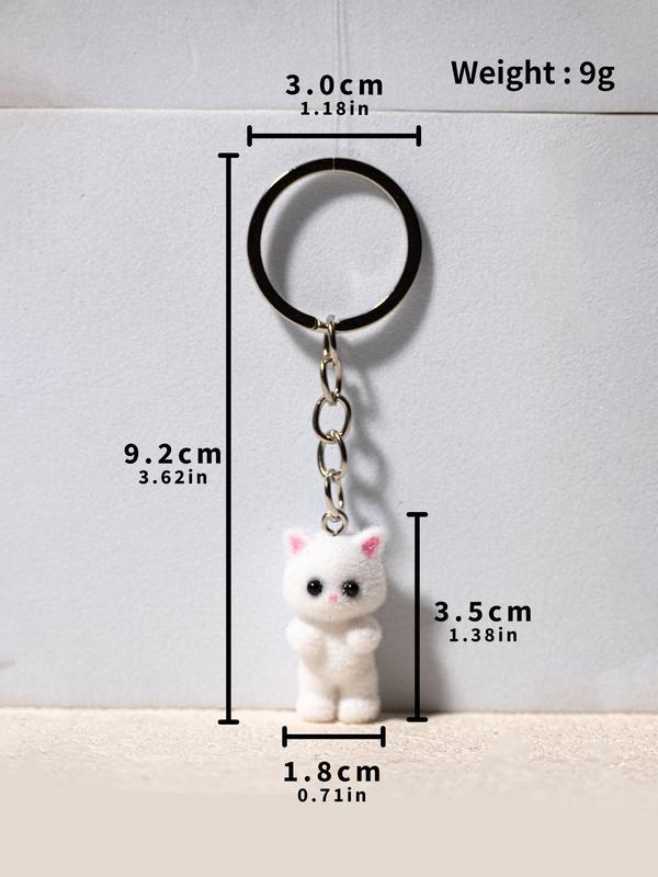 Cute Cat Design Keychain, 3D Animal Design Keychain for Women & Men, Fashion Accessories for Bag & Car Key Decoration, Car Accessories