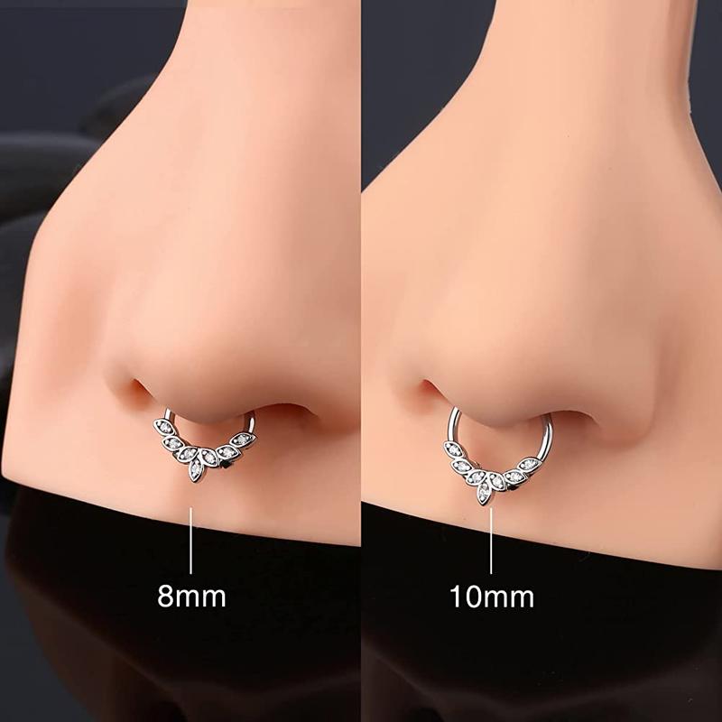 Oufer 16G Septum Jewelry Daith Earrings Hoop Cluster CZ Clicker