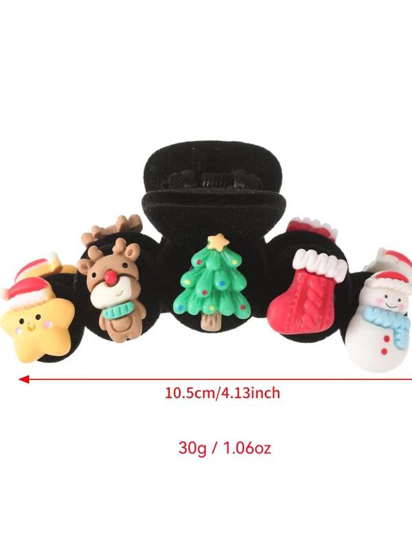 Cute Cartoon Christmas Themed Hair Claw, Colorblock Hair Accessories for Women & Girls, Minimalist Headwear Suitable for Thick Hair