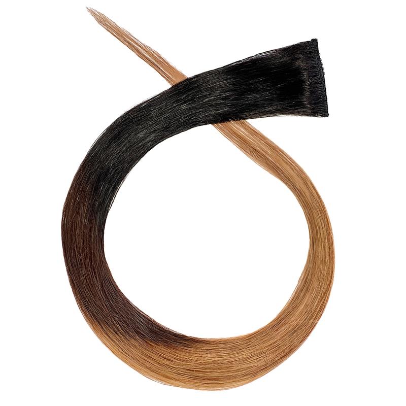 SuperNova colored Clip in Hair Extension with Black Root Ombre Human Hair Straight Hair Handmade