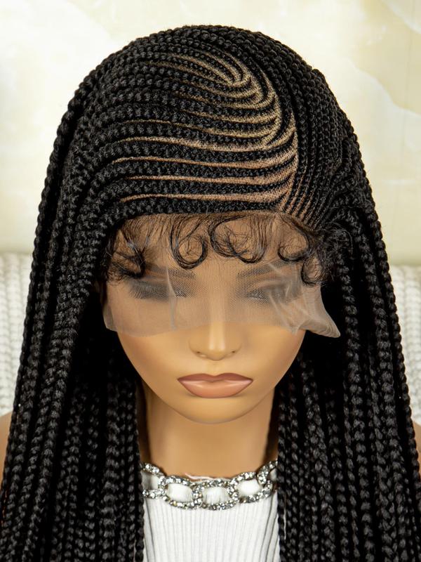 Full Lace Front Long-length Hand Hook Hair Lace Braiding Wig, Synthetic Braided Lace Wigs with Baby Hair for Summer Party, Daily Use, Lightweight Easy To Wear, Fall Outfits, Fall Freshness