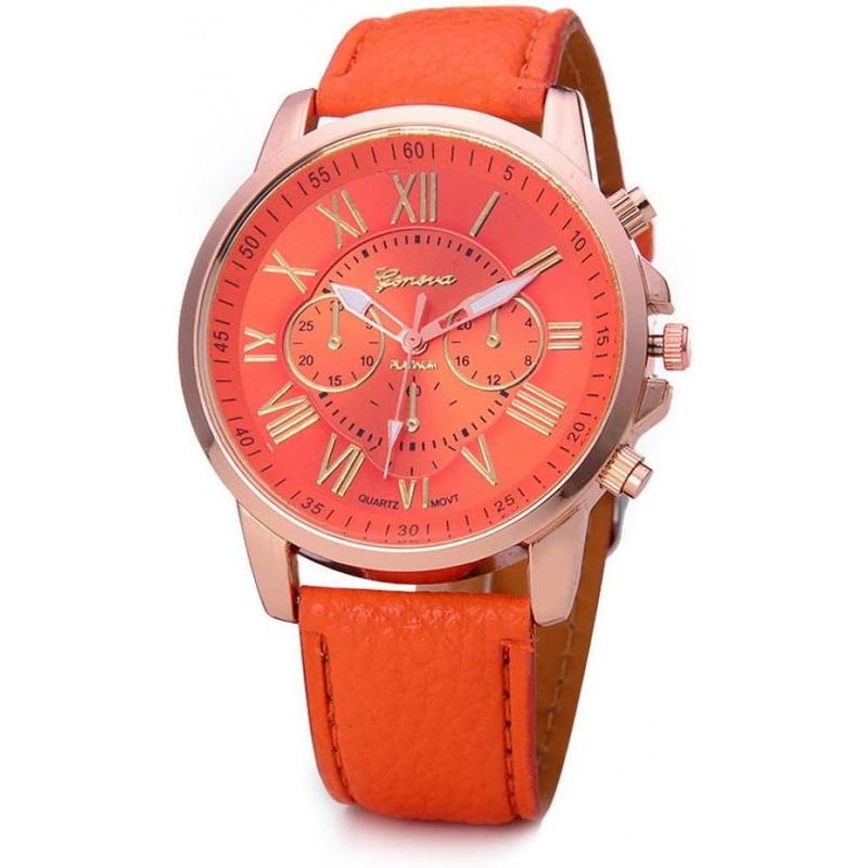 Women Men Lady PU leather band watches Roman numerals dial analog quartz wristwatches (10 pack)