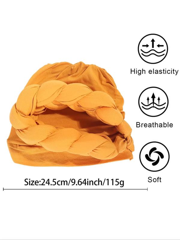 Women's Simple Style Solid Color Braid Design Turban, Casual Elegant Comfortable Hair Turban, Fashionable Head Wrap for Women & Girls for Daily Wear