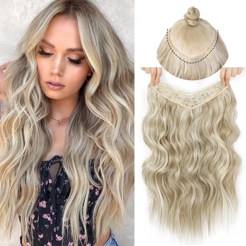 AISI HAIR Clip in Hair Extensions Long Wavy U-Shaped Hair Extension with 5 Secure Clips Synthetic Hairpieces for Women