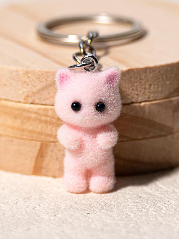 Cute Cat Design Keychain, 3D Animal Design Keychain for Women & Men, Fashion Accessories for Bag & Car Key Decoration, Car Accessories