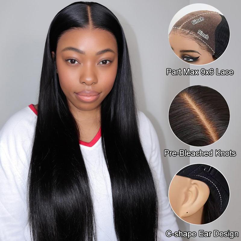 Wigcool 9x6 Pre-bleached Knots Ready Go Glueless Wigs Swiss HD Lace Pre-everything Straight Wigs 220% Density