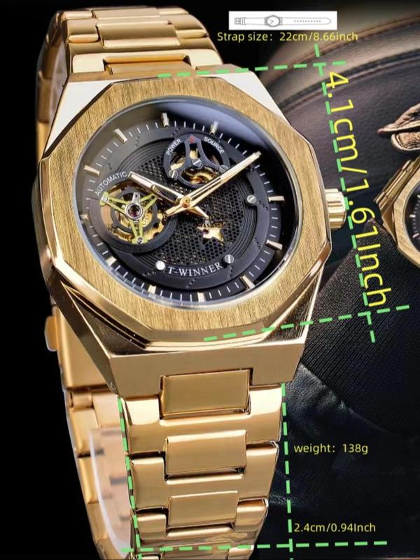 Men's Business Fashion Round Dial Mechanical Watch, Fashion Watch for Party, Daily Clothing Decor, Trendy All-match & Exquisite Watch for Birthday Gift with Box