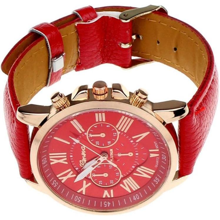 Women Men Lady PU leather band watches Roman numerals dial analog quartz wristwatches (10 pack)