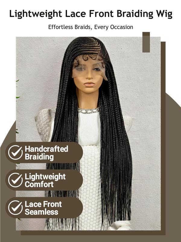 Full Lace Front Long-length Hand Hook Hair Lace Braiding Wig, Synthetic Braided Lace Wigs with Baby Hair for Summer Party, Daily Use, Lightweight Easy To Wear, Fall Outfits, Fall Freshness