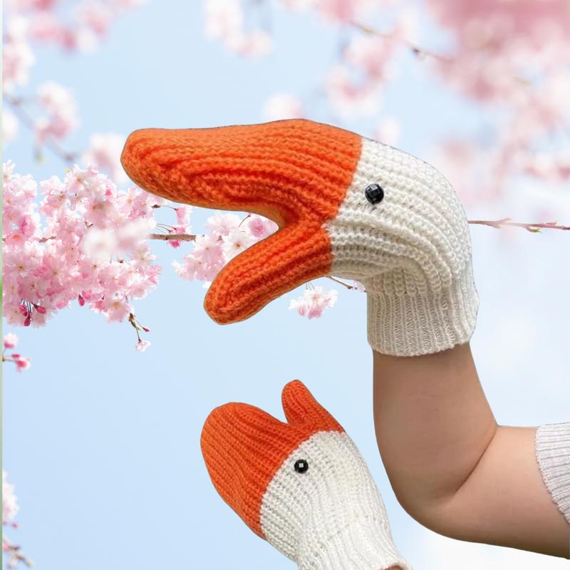 Funny Swan Design Autumn and Winter Mittens for Maintain Warmth the Cold-Resistance.Knit Stretchy Cold Climate Warm Mittens.